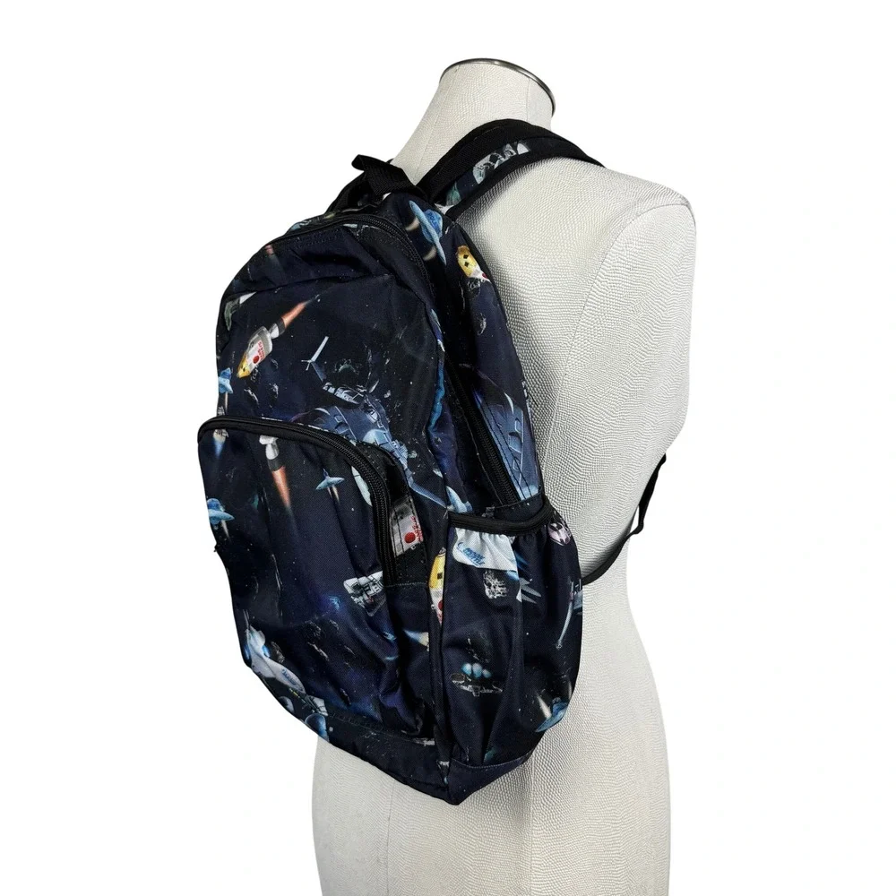 Molo Kids Big Backpack Space Traffic Rocket UFO Print Navy 7W19V203